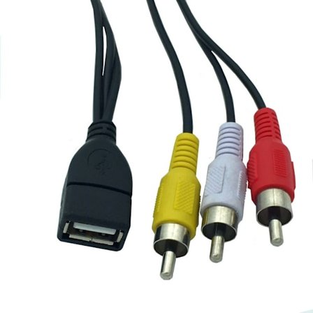 USB til 3 RCA-kabel Audio Videoledning 1,5M USB-F TIL RCA-M 1,5M