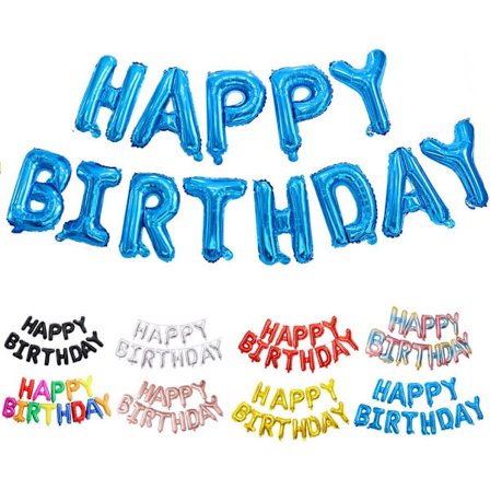 Grattis på födelsedagen Ballong Banner Blå / Grattis på födelsedagen Banner Rose Gold / Grattis på födelsedagen Banner Silver Ballonger Grattis på 