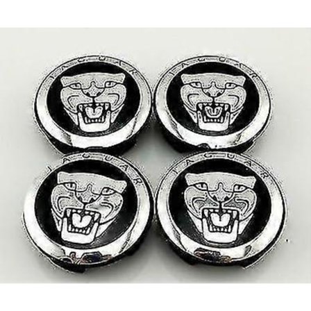 Sett med 4 hjulkapsler senterkopper svart 59mm for Jaguar X Type Xk Xf Xj Xj8 Xj6