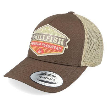 Skillfish - Braun trucker Cap - Amberwood Logo Retro Brown/Khaki A-frame Trucker @ Hatstore