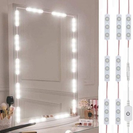 LED-sminke spejl lys, Hollywood-stil makeup lys, 10ft ultra-lysende hvid LED KLB