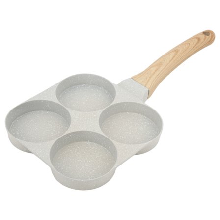 Non-stick 4 hulls egg- og hamburgerstekepanne Mini omelettpanne med håndtak for induksjonskomfyrer