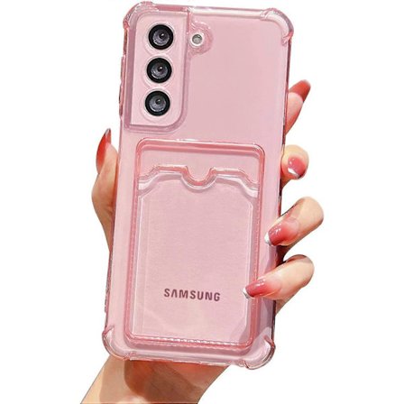 til Samsung Galaxy S22 5g Etuier, Klar Beskyttende Kort Slot Etui, Slankt Anti-Fald Blødt TPU Wallet Etui med Bumper, Sødt Kortholder Lomme Etui til