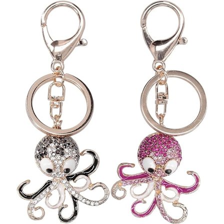 2 stk. søde blæksprutte krystalrhinestone nøglering dyr nøglering bil