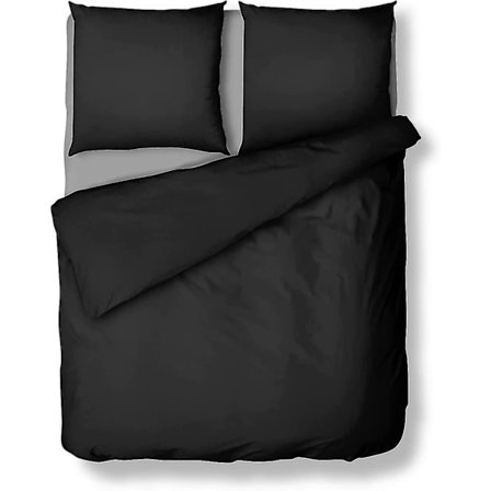 3-osainen musta sängynvaatesetti, 1 pussilakana 200x200 + 2 tyynyliinaa 80x80 YKK-vetoketjulla, 110g/m Renforce-mikrokuitu, pehmeä, pörröinen, rypytön