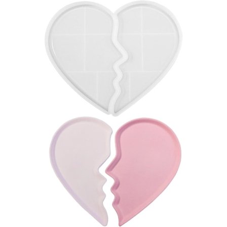 Hjertebakkeform - Smykkebakkeform silikone, smykkeholder harpiksform, epoxyharpiks støbeform, smykkebakkebakker til smykkeopbevaring