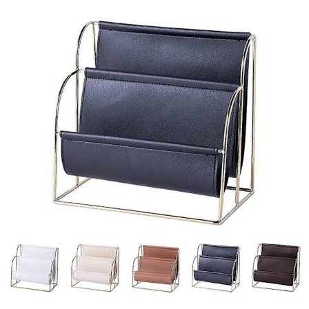 Metal PU Læder Magasinholder, Avis Holder, Metal Magasinholder til Magasiner, Aviser eller M