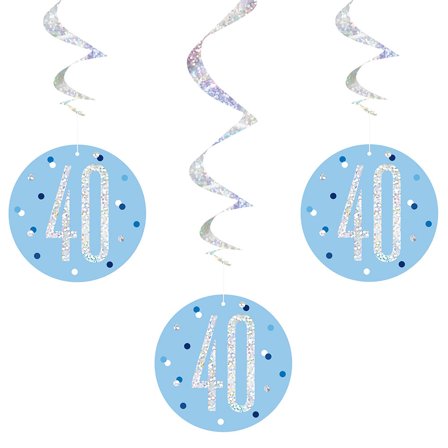 40 år Hängande Swirls Blå & Silver