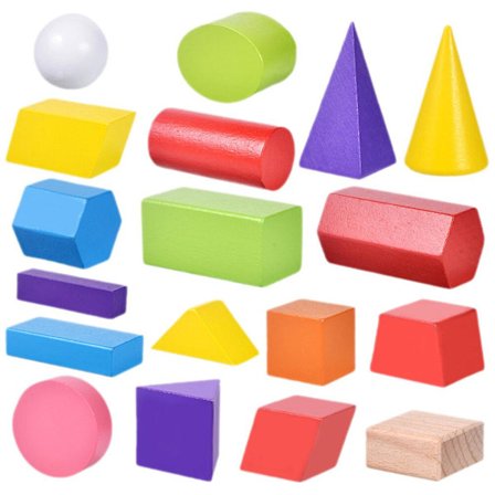 18 stk. geometriske træklodser geometriske former klodser form matchende legetøj