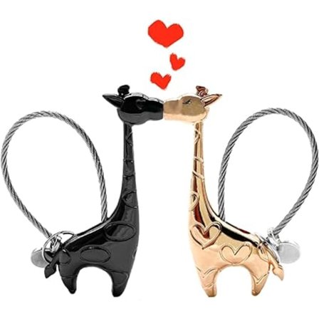 Par nøglering, 1 par søde giraff nøglering magnetisk kærlighed