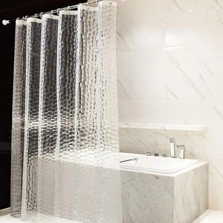 3D Duschdraperi Transparent Vattentät Mögelskyddad Badkarsgardin Modern EVA Miljöbadrumsgardin Med Krokar Transparent W180xH180cm