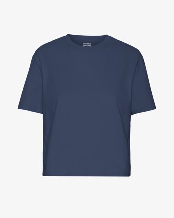 Organic Boxy Crop Tee - Petrol Blue XL