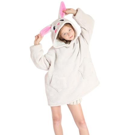 Mordely Barn överdimensionerad filt huvtröja, bärbar filt fluffig mjuk varm bekväm huvtröja för pojkar flickor tonåring, avokado gray rabbit