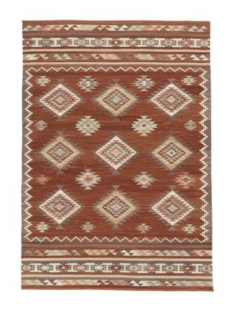 Wool Rug Kelim Malatya Brown