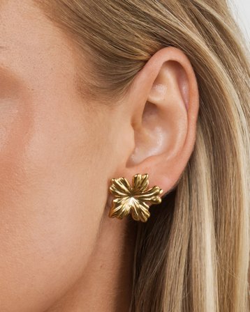 Timi of Sweden Mabel - Flower Stud Earrings Gylden Smykker Pige - Kids Brand Store