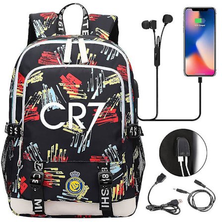 Cr7 Ryggsäck För Tonåringar Med Laptopfack, USB-Laddningsport, Multifunktionell Design, Vattentät Skolväska Med Stor Kapacitet - Perfekt Ryggsäck