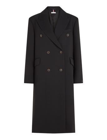 Viscose Blend Db Long Coat Tommy Hilfiger Black
