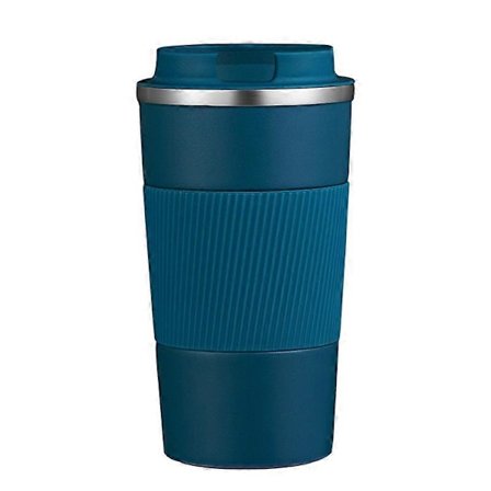 Kaffekopp, Isolert Kaffekopp Rustfritt Stål Reisekopp - Dobbel Vegg Bilkopp Isolasjonslokk Miljøvennlig Gjenbrukbar Kaffekopp, 380ML/13oz (Blå-A)