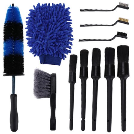 11-delars Truck Wheel Brush Set Universal för Cykel Motor Motor Avgasrör Rengöring