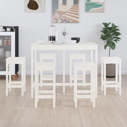 Vidaxl Barmöbler 7 Delar Vit Massiv Furu Vit