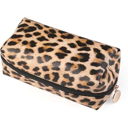 Kosmetiktaske med leopardprint, firkantet, trendy, organizer