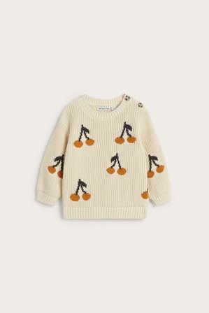 Kappahl | Stickad babytröja med körsbär | Beige
