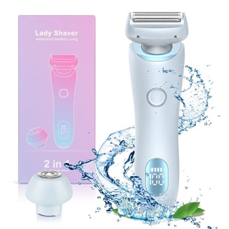 Elektrisk barberhøvel for kvinner, oppladbar ansikts-, bein- og bikinitrimmer, våt og tørr bruk blå