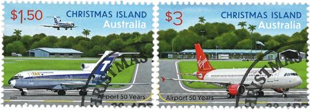 Christmas Island - Lufthavn - Stemplet sæt 2v