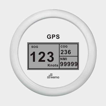 Wema GPS-logg digital vit Whiteline för båt, 0-999 knop, visar SOG, COG och distans, marin hastighetsmätare