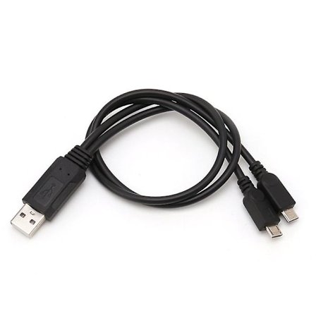 Bärbar 38 cm USB-hane universell Micro USB dubbelhane Y-adapter splitterkabel