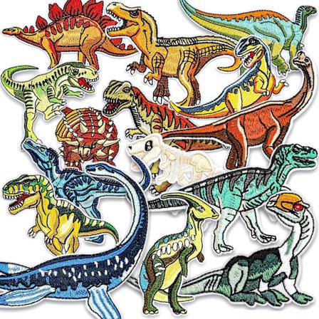 Påstrykningslapper, 15 stk Dinosaurpåstrykningslapper Påsydde lapper til klær T-skjorte jeansjakke