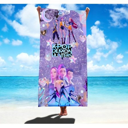 K-POP demoninmetsästäjä tyttöbändi polyesteri ultrafiber vettä imevä hiekka pyyhe nopeasti kuivuva pyyhe 75 * 150 cm 75*150cm[GPA]