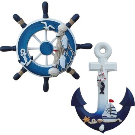 Träankare nautisk väggdekoration, Medelhavsstil sovrum bar