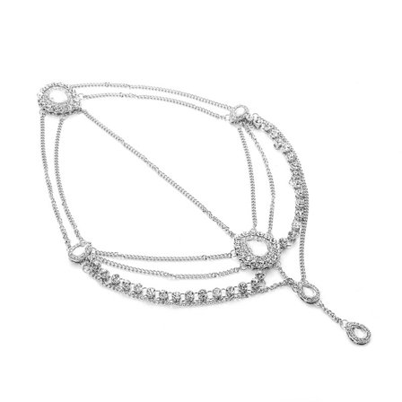 Cosplay pandebånd pande krystal rhinestone pandebånd kæde lag rhinestone hule hårtilbehør sølv