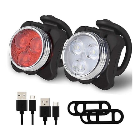 Sæt med cykellys, superlyse USB-genopladelige cykellygter, IPX4 vandtætte mountainbike- og landevejscykellygter, genopladeligt forlygte og baglygte (