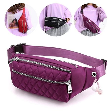 Bästa Lila Quiltat Midjeväska Vattentät Designer Midjeväska