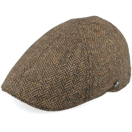 Lierys - Bruin Cap - Duck Cap Wool Cognac Herringbone Flat Cap @ Hatstore