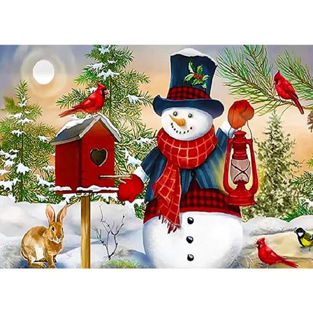 (12x16 tuumaa) Jouluaiheinen timanttimaalaussarja Lumimies 5D Timanttitaide aikuisille, Täydellinen timanttieläinten timanttimaalaussarja 