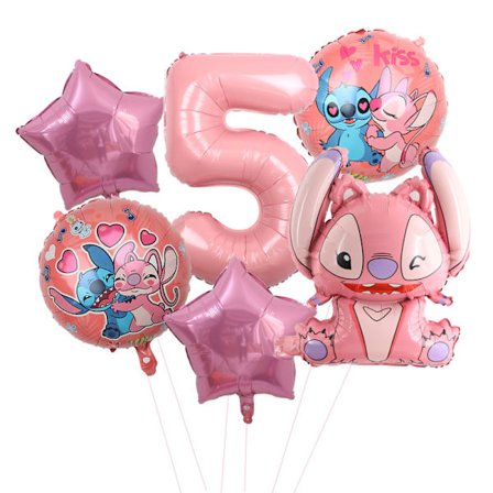 6 stk. Lilo & Stitch Partyballonger 30" Tall Luft Globos Sett Baby Shower Bursdagsfest Dekorasjoner Leker Gaver Tilbehør Rosa