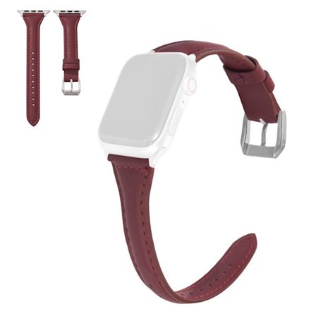 Apple Watch Series 6 / 5 40mm simple leather watch band - Wine Red