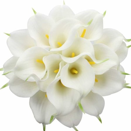 20 stk Calla Lily Brudebukett Kunstig Latex Blomsterhode Real Touch Hjem Bryllupsfest Dekorasjon (Hvit-Gul) KLB