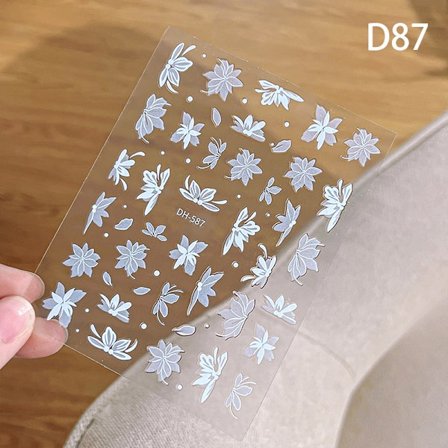 White Magnolia Flower Nail Sticker Enhancement Adhesive Decal D