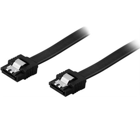 DELTACO SATA-kabel, SATA 6Gb/s, låseklips, rett-rett, 0,3 m, svart