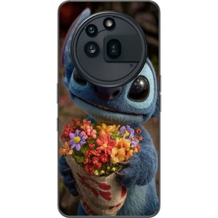 Kompatibelt Mobildeksel til Nothing Nothing Phone (3a) Pro Søt blå figur med store øyne som holder en fargerik bukett i varm og søt stil