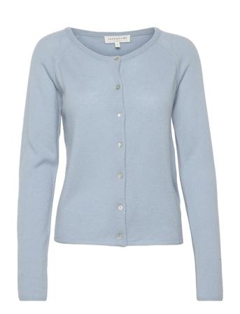 Wool & Cashmere Cardigan Ls Stickad Tröja Cardigan Blå Rosemunde