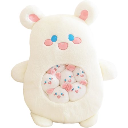 Söta plyschdjurdockor, en påse med djursnacks, kuddar, avtagbar plyschdjurset, kreativa barns leksaker (kanin)