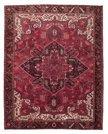 Noué À La Main Heriz Tapis 320X395 De Laine Rouge Foncé/Noir Grand