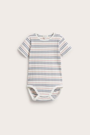 Newbie | Kortärmad randig body | Offwhite