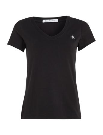 Ck Embroidery Stretch V-Neck T-shirts & Tops Short-sleeved Svart Calvin Klein Jeans*Betinget Tilbud