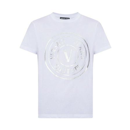Versace Jeans Couture, T-shirt with logo Wit, Heren, Maat:S,Katoen,print